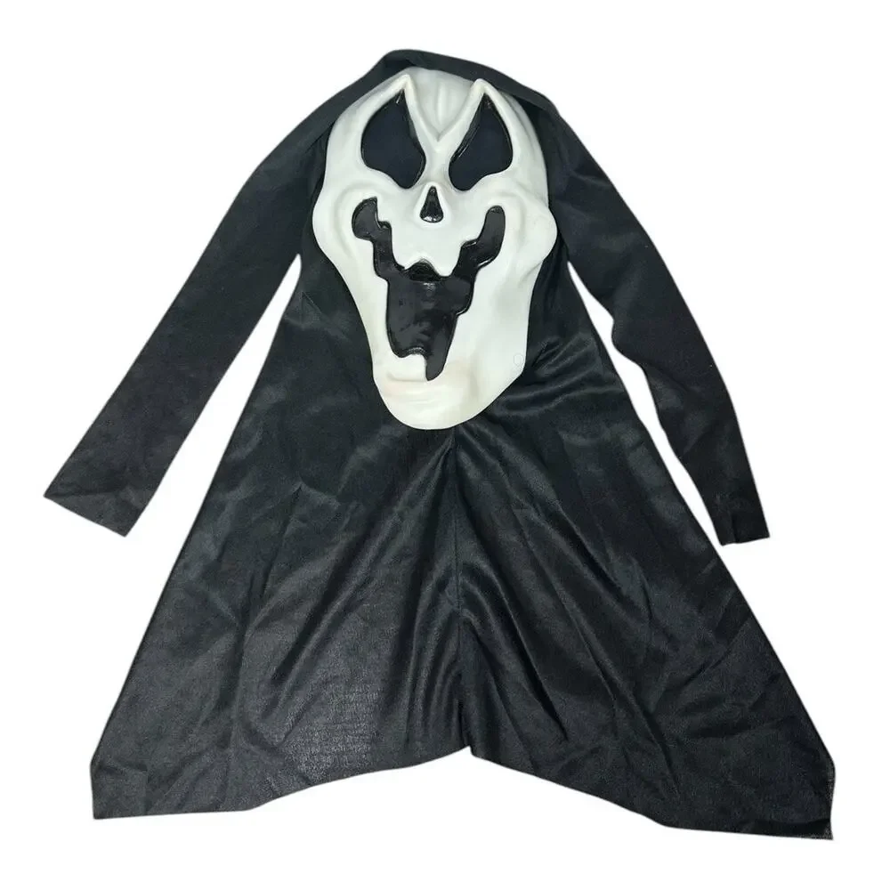 Ghostface Scream Mask Easter Unlimited Inc Squiggly Smile Metly Face with Hood